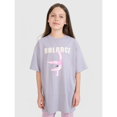 Oversized T-shirt with print for girls 4F 4FJRSS25TTSHF2646-25S