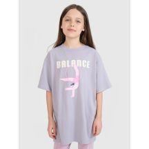Oversized T-shirt with print for girls 4F 4FJRSS25TTSHF2646-25S