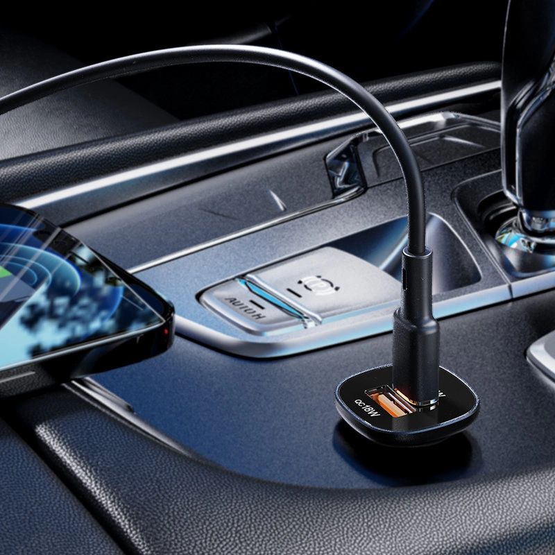 4. Acefast car charger 38W USB Type C / USB, PPS, Power Delivery, Quick Charge 3.0, AFC, FCP black (B1 black)