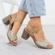 5. Women’s Beige Woven Block-Heel Sandals M.Daszyński MR24125-4