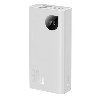 7. Baseus Adaman2 power bank with digital display 2x USB-A / 1x USB-C 10000mAh 30W - white