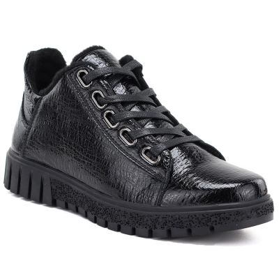 5. Women's patent leather ankle boots, black, Vinceza 133122