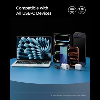 8. Spigen Essential EB10015CC USB-C / USB-C 100W 150cm Cable - Black