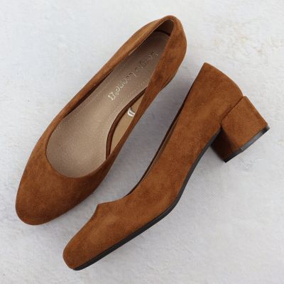 4. Sergio Leone PB291 camel suede block heel pumps