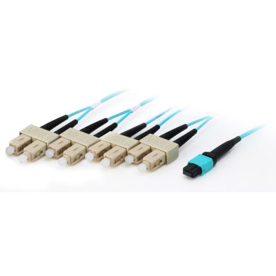 SC Multimode to MTP Patch Cable 7.0m Fiber Optic 50/125 Microns OM4 Aquamarine