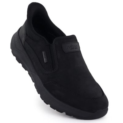 6. Men’s Waterproof Leather Slip-On Shoes, Black Rieker 06052-00