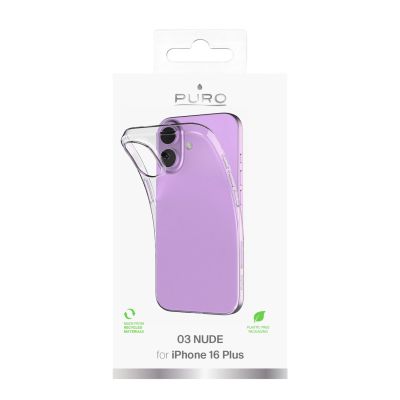 3. Puro 03 Nude Silicone Case for iPhone 16 Plus - Transparent