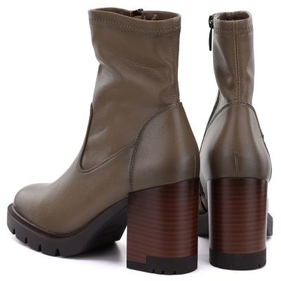10. Women's khaki ankle boots with a block heel Potocki 12419