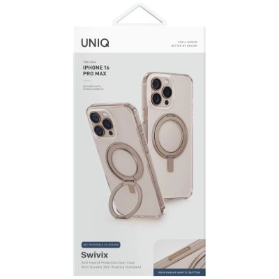 4. Uniq Swivix 360 Rotating Kickstand Case for iPhone 16 Pro Max - Gold