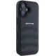 4. AMG Leather Debossed Lines Black Logo iPhone 16 Case - Black