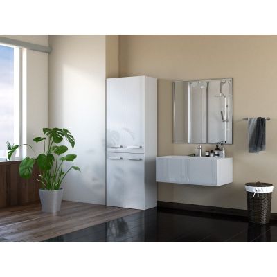 5. NEL BATHROOM COLUMN WHITE HALF 2 DOOR BASKETS D SET