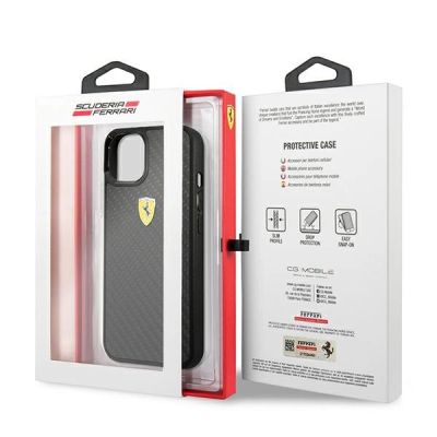 8. Ferrari FEHCP13SFCABK iPhone 13 mini 5.4" black/black hardcase On Track Real Carbon