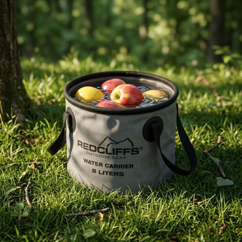 3. FOLDABLE TRAVEL BUCKET ROUND WATER CONTAINER 8L GREY REDCLIFFS