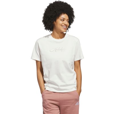 adidas Cursive Wordmark Graphic Women's T-Shirt White KQ6404