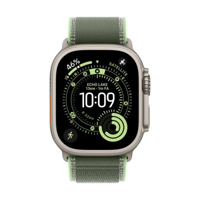 4. Apple Watch 49mm Green/Neon Trail Loop M/L - Natural Titanium Finish