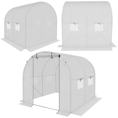 GREENHOUSE GARDEN TUNNEL 200x200x200CM PE STRUCTURE WHITE STEEL