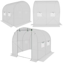 GREENHOUSE GARDEN TUNNEL 200x200x200CM PE STRUCTURE WHITE STEEL