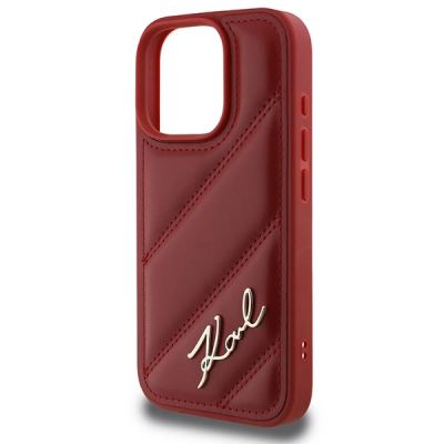 6. Karl Lagerfeld Quilted Signature iPhone 16 Pro Case - Red