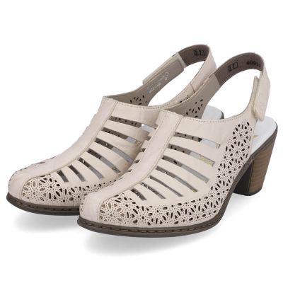 15. Rieker W RKR49B beige leather high heel sandals