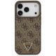 3. Guess Leather 4G Triangle Strass MagSafe Case for iPhone 18 Pro / 17 Pro - Brown