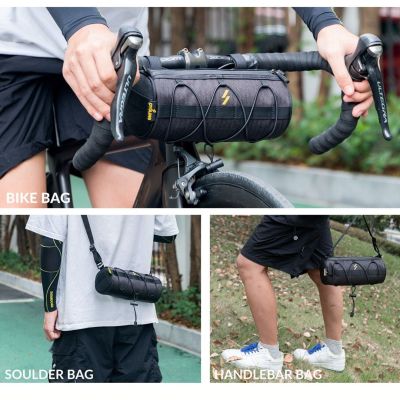 3. Rockbros Bike Handlebar Bag, Tube, Black
