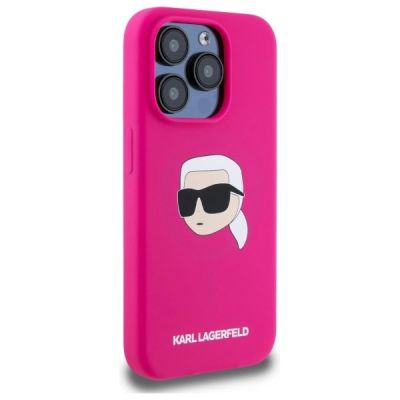4. Karl Lagerfeld KLHMP15LSKHPPPLF iPhone 15 Pro 6.1" fuchsia/fuschia hardcase Silicone Karl Head Print MagSafe