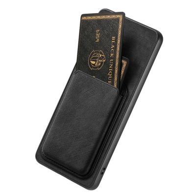 4. Samsung Galaxy A57 5G Faux Leather Case with Detachable Card Holder, MagSafe Compatible - Black