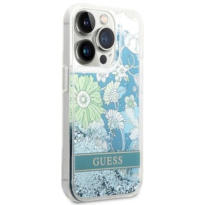 4. Guess Flower Liquid Glitter case for iPhone 14 Pro Max - green