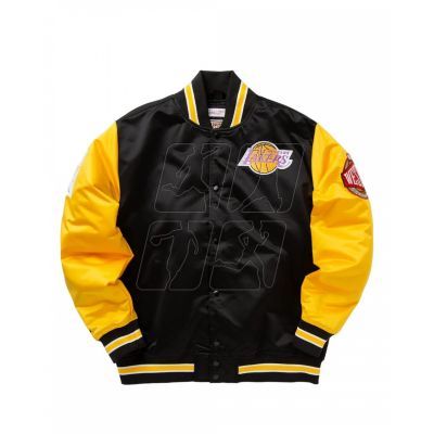 6. Mitchell & Ness NBA Los Angeles Lakers Primetime Heavyweight Satin Jacket Vintage Logo Lakers JK8453-LALBLCK