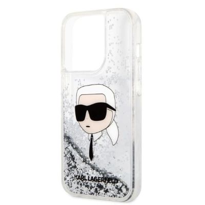 6. Karl Lagerfeld Glitter Karl's Head case for iPhone 14 Pro Max - silver