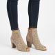 5. Women's openwork suede high-heeled ankle boots in beige Jezzi ASA283-8