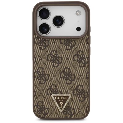 3. Guess Leather 4G Triangle Strass MagSafe Case for iPhone 17 Pro - Brown