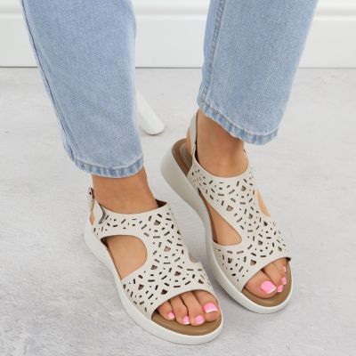 3. Women's cream openwork elevated sandals Sergio Leone SK-850