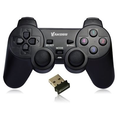 4. VAKOSS WIRELESS USB GAMEPAD WITH DUAL SHOCK FUNCTION, PC/PS3, DIGITAL AND ANALOG MODE, GP-4705BK BLACK