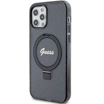 2. Guess Ring Stand Script Glitter MagSafe case for iPhone 12/12 Pro - black