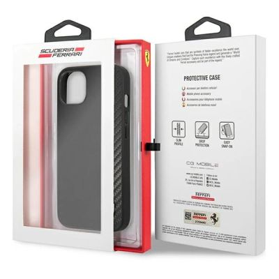 8. Ferrari FESAXHCP13SBK iPhone 13 mini 5.4" black/black hardcase On Track Carbon Stripe