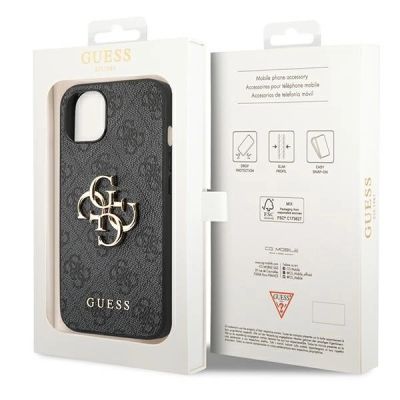 8. Guess 4G Big Metal Logo Case for iPhone 14 / 15 Plus - Gray