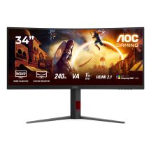 AOC CU34G4Z 34-inch monitor, Fast VA, WQHD 21:9, 240 Hz, 1 ms, 3440 x 1440 pixels, 450 cd/m2, HDMI ports: 2, black