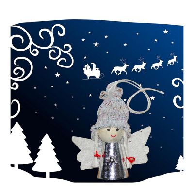 11. CHRISTMAS ANGEL PENDANT SILVER 7CM