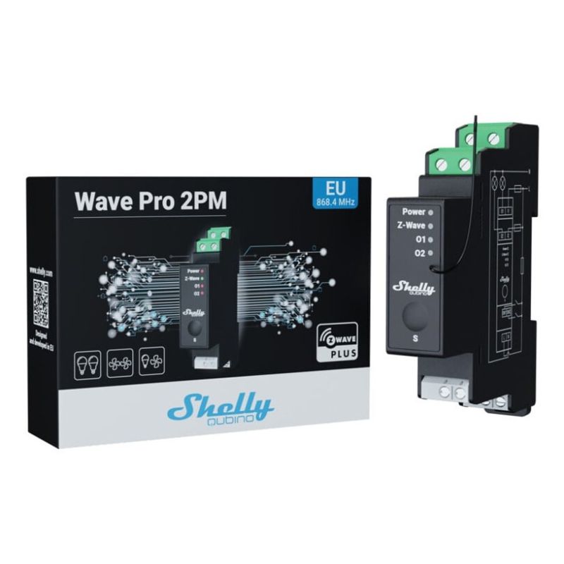 6. Shelly Qubino Wave Pro 2PM Power Relay Black
