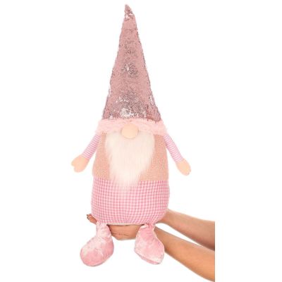 10. DECORATIVE gnome with sequins 50cm pink