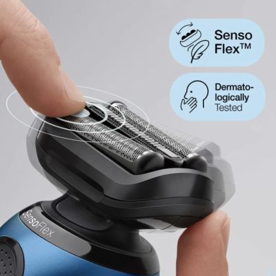 4. Braun Series 6 61-B4500cs - Foil Shaver - Blue - Buttons - LED - Charging - Power - AC/Battery