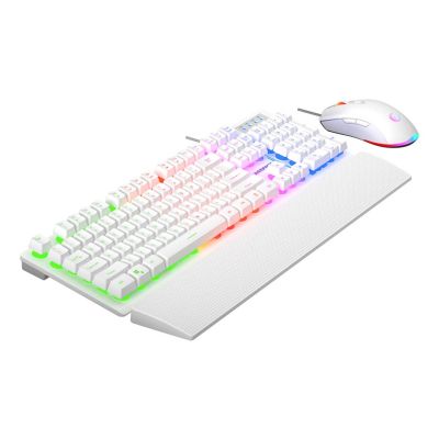 3. RAMPAGE FORTUNA Gaming Set with Keyboard, Mouse Pad and 12800 DPI Mouse, WHT