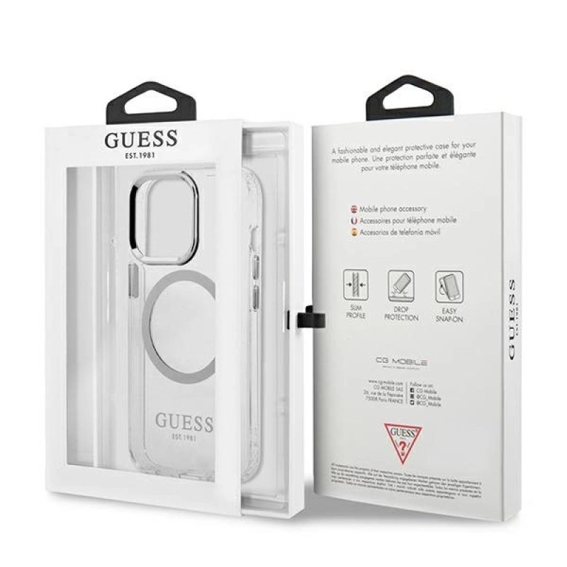 8. Guess Metal Outline MagSafe case for iPhone 13 Pro / iPhone 13 - silver