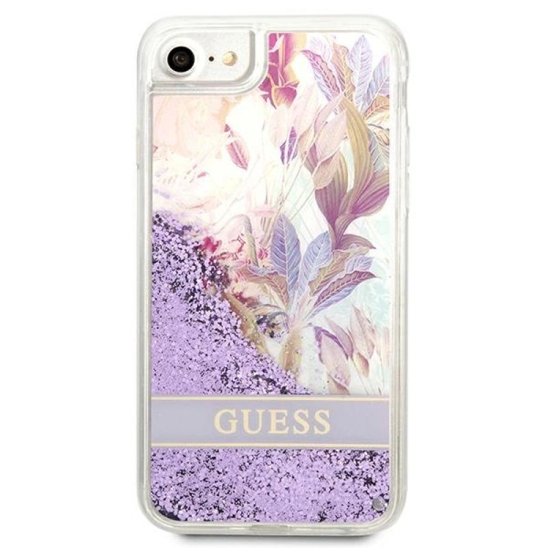 3. Guess Flower Liquid Glitter case for iPhone SE 2022 / SE 2020 / 7 / 8 - purple