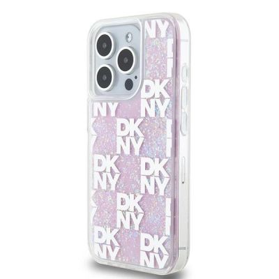 2. DKNY Liquid Glitter Multilogo iPhone 15 Pro Case - Pink
