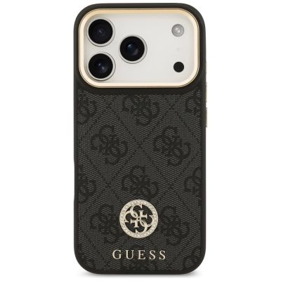 3. Guess 4G Strass Logo & Big Strap Metal Buttons MagSafe Case for iPhone 17 Pro - Black