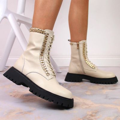 16. Artiker W HBH40 Insulated Leather Ankle Boots with Chain