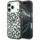 Guess IML Leopard Glitter Triangle Logo MagSafe Case for iPhone 17 Pro / 18 Pro - Black