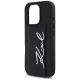 6. Karl Lagerfeld HC Grained PU Cardslot Metal Signature iPhone 16 Pro Case - Black